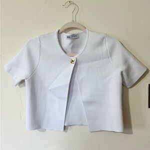 Zara White Top/ Sweater with Gold Accent